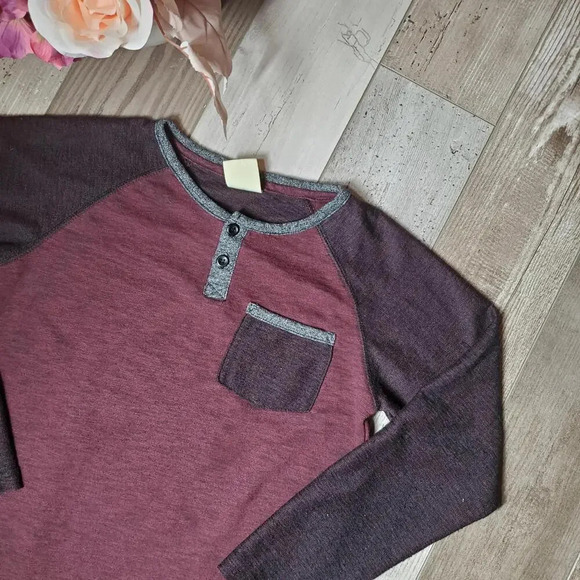 Rustic Blue Boys Long Sleeve Marled Baseball Raglan Henley Tee Size Small - Picture 10 of 15